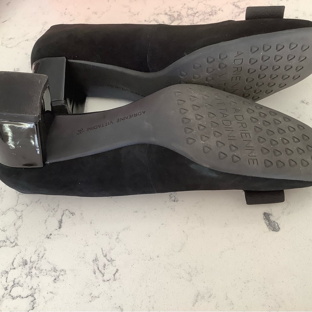 Adrienne Vittadini black suede pumps block heel shoes size 9.5 party court shoes - Picture 4 of 7
